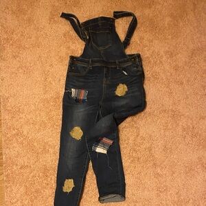 Distressed Denim Overalls for Scarecrow Halloween Costume